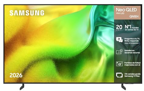 Samsung TV 75 Pulgadas Neo QLED QN1EH 4K Smart TV con Vision AI Companion, Quantum Mini LED, AI Football Mode TV Plus, fútbol, Deportes y Cine