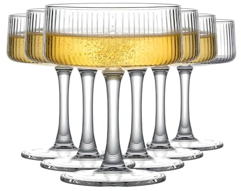 Set of 6 260ml Martini Glass Set, Crystal Glassware Cocktail Glasses Large, Exquisite Cocktail Glasses Elegant Design Ideal for Parties Home Bar Handcrafted Lead-Free Crystal Easy to Clean Comfortably