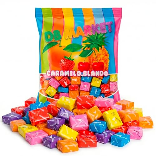Caramelos Masticables de Sabores Frutales 1Kg - Textura Suave y Blanda | Dulce Tradicional Sin Gluten, Sin Lactosa - Ideal para Compartir, Oficinas, Cumpleaños y Fiestas (Bolsa 1 Kg)