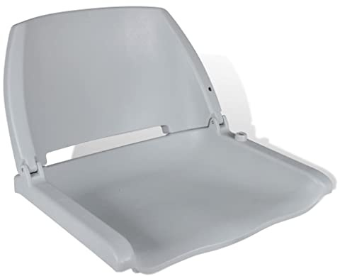 Klappbarer Bootssitz aus wetterfestem Kunststoff Grau 48x51x41 cm, ohne Polster, mit Edelstahlschrauben, ergonomisch geformt für Komfort, ideal für offene Boote