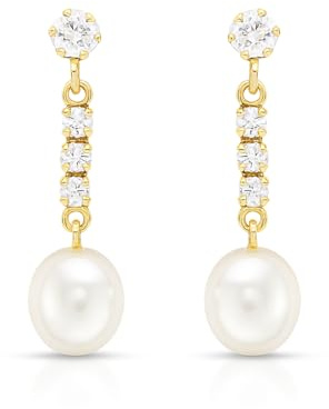 CARISSIMA Damen-Ohrhänger 9 Karat 375 Gelbgold perlmutt und CZ Drop 1.58.7199