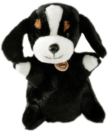 Bauer Spielwaren Theatrello Handpuppe Berner Sennenhund: Kuscheltier für Puppentheater und Lernspiele, waschbar, schwarz (11819)
