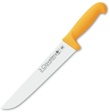 3 Claveles 1385 - Cuchillo Carnicero Acero Inoxidable 22 cm Amarillo