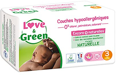 Love & Green - Pañales ecologicos, talla 4+ (9-20 kg), 42 unidades