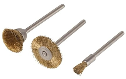 wolfcraft Juego de minicepillos de alambre de latón, 3 piezas I 2740000 I Para todos los trabajos finos de lijado y pulido