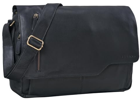 STILORD Ledertasche für Herren schwarz - Aktentasche mit 15.6 Zoll Laptopfach - Frauen & Männer Business-Tasche für Office, Uni & Büro - Umhängetasche 'Marlon'