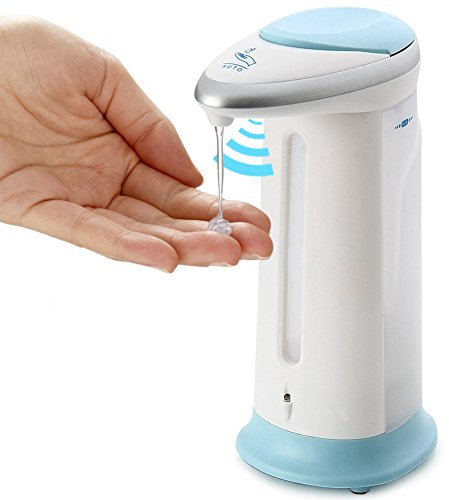 BAKAJI Erogatore Automatico Sapone Liquido Dispenser Infrarossi Portasapone con Avviso Acustico e Luminoso Capienza 330 ml Dimensione 20 x 12 x 8 cm