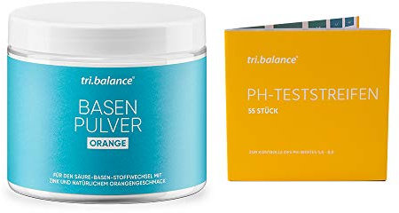 tri.balance Basenpulver Orange 300 g - 1er Pack inkl. 55 pH-Teststreifen - E-Book Entsäuerungskur I Pro I Vorteilspaket für den Säure-Basen-Haushalt
