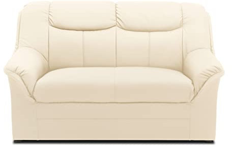DOMO. collection Berlin Sofa/klassisches 2er Sofa/Zeitlose Garnitur mit weichem Kunstleder/Maße: 143/90/89 cm (B/T/H) / Farbe: beige (weiß)
