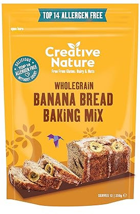 Creative Nature Gluten Free Cake Mix | Banana Bread | Top 14 Allergens Free Baking Mix | Gluten Free, Nut Free, Dairy Free & 100% Allergen Free | 250g