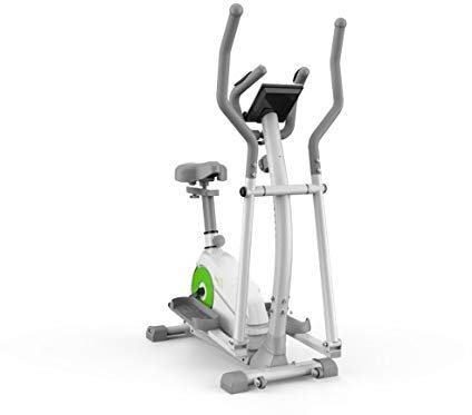 Limepeaks Fitness - LMP-1001 (White) Compact 2-In-1 Dual Action Indoor Elliptical Cross Trainer and Cycling Machine with 8 Resistance Levels Adjustable Seat Digital Monitor and Tablet Holder