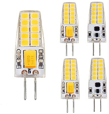 ShuoHui 5 Stück 3W G6.35 LED Warmweiß 3000K Birne Glühlampe AC/DC 12V Bi pin JC Typ GY6.35 T3/T4/T5 Glühbirne für Schreibtischlampe Leuchtmittel