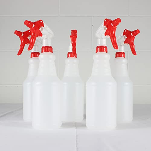 Pegasus Cleaning | Refillable 750ML Empty Spray Bottle | Multiple use | Red or Blue Durable Trigger Sprayer (6-Pack) (Red Trigger)