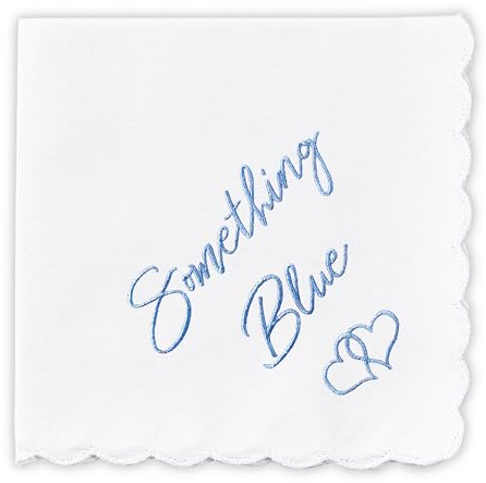 W&F GIFT Hochzeits-Taschentuch, 30,5 x 30,5 cm, etwas Blau, für Braut am Hochzeitstag, lustiges Hochzeitsgeschenk, 1 x Something Blue (Braun), 6 x 6