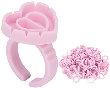 100 St Lash Lim Holder Ring Cup, Easy Transplanting Lash Glue Ring Cup, Ta Bort överflödigt Lim, Lash Lim Holder Cups för ögonfransförlängning
