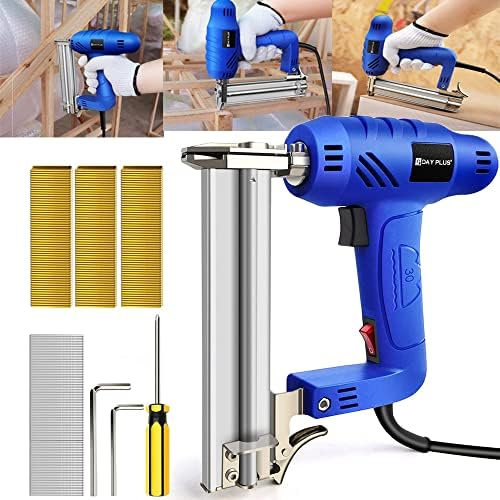 CYTBEK Pistola de Clavos eléctrica, clavadoras de Clavos 2 en 1, Longitud de Grapa de 15-25 m, Corona de Clavos de 2,0 mm, Pistola de Grapas eléctrica, grapadoras con Cable para tapicería para Madera