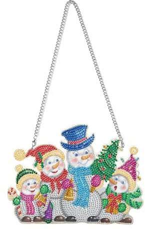 Heveer Decorazione da Appendere per Porta Natale DIY Diamant Painting Fai da Te Pittura Diamante Corona Natalizia per Finestre Pupazzo di Neve