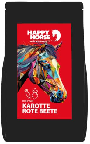 HAPPY HORSE Lecker Snack Karotte Rote Beete | 8 x 800 g | Pferdeleckerlis mit Magnesium & Selen für Muskelaufbau & Regeneration | Glutenfrei & magenfreundlich | Pferde Leckerlies mit Gemüse & Kräutern