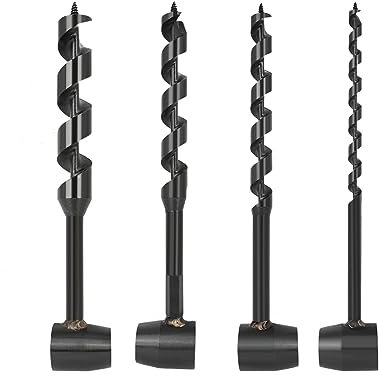 Shalwinn Hand Auger Wood Drill, Survival Manual Drill Bit, Camping Survival Tool for Camping, Outdoor, Hiking (4 pcs)