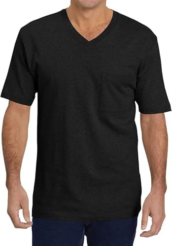Runcati Camiseta interior básica de manga corta para hombre con cuello de pico, color liso