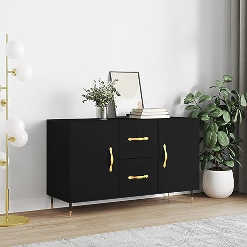 FENLAX Kommode Breite Sideboard Komodenschrank Für Schlafzimmer Flur Wohnzimmer Aparador Standschrank 100x36x60 cm Schwarz
