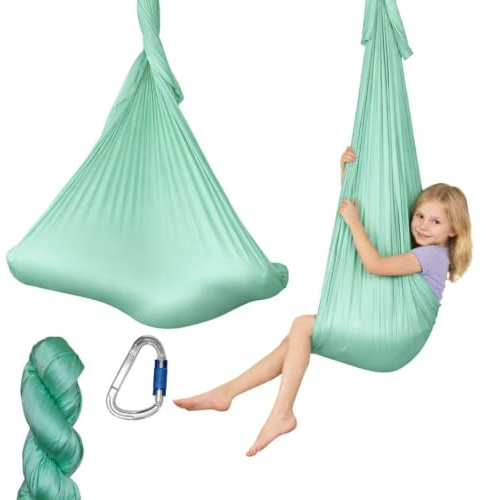 M-POLE Aerial Yoga Hängematte Schaukel Set - 5m/6m Länge mit Karabinerhaken - Yogatuch Yoga Hammock - weicher Nylon Stoff - Gymnastik Fitness Zubehör