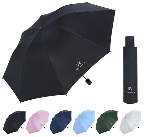 Mini Regenschirm,Taschenschirme Mit 8 Rippen,Regenschirm Sturmfest, Taschenschirm Uv Schutz, Sonnenschutz Regenschirm Im Freien Uv Faltender Regenschirm,Winddicht Und Sturmfest（Schwarz）
