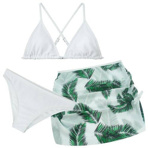 SEAUR Badeanzug Bikini Hose Oberteil Badehose Slips Set Schnell Trocknen Surfen Badeanzüge für Strandpartys Weiß 12-13