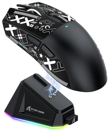 MAGIC-REFINER Attack Shark X11 59g Superlight Wireless Gaming Mouse with Grip Tape, RGB Charging Dock，BT/2.4G Wireless/Wired Pc Mouse, 22000 DPI,5 Programmable Buttons for Pc/Mac(Black)