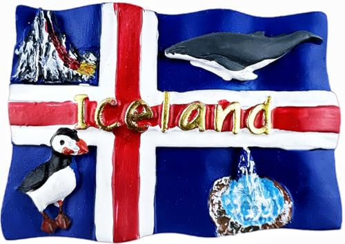 Calamita da frigorifero 3D con bandiera dell'Islanda, souvenir turistico, decorazione per frigorifero, magnete dipinto a mano