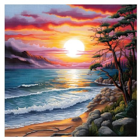 Xinpinzhou Kreuzstich Set Vorgedruckt Meereslandschaft Stickvorlagen Stickbilder Vorgedruckt Kreuzstich Stickpackungen Stickpackung Cross Stitch Embroidery Kit Stickset Sticken Set Erwachsene Anfänger