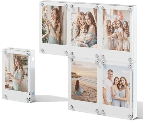 NIUBEE 2x3 Bilderrahmen für Fujifilm Instax Mini Film | 6 Packungen Magnetische Acryl-Polaroid-Rahmen | UV-beständig, hohe Transparenz | einfacher Fotowechsel + kostenlose Kombination |