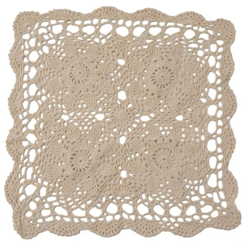 Countryside Vintage-Tischdecke, 40 X 40 cm Quadratisch Baumwolle Spitze Gehäkelt Blumenmuster, Florale Häkel Tischdecke Für Cafè, Restaurant, Buchladen