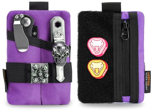 VIPERADE VE15 Small EDC Organizer, Pocket Pouch with DIY Patches Area, Wallet for Cards, Tool Pouch for EDC Gears (Purple)