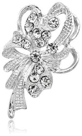 Broschen & Anstecknadeln 1 Stück Temperamentvolle Damen-Brosche mit Schalschnalle for Hochzeiten, Kristall-Strass-Blumenstrauß, Anstecknadel (Silber), Einheitsgröße