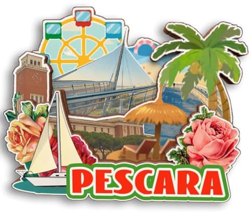 Pescara 3D-Kühlschrankmagnet aus Holz, Motiv: Italien