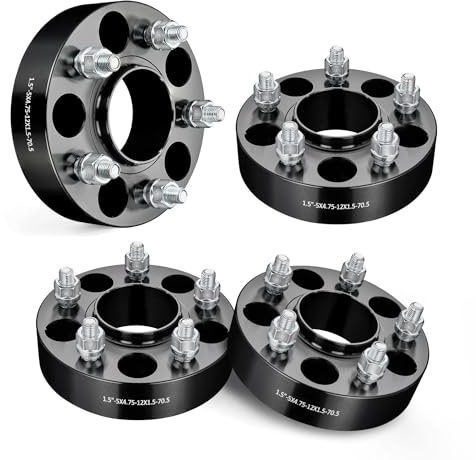 EVIL ENERGY 5x4.75 Wheel Spacers 1.5 inch Compatible with Chevy S10 1982-2004, 5x120.65 mm Hubcentric with Lip 5 Lugs 70.5 mm Hub Bore M12x1.5 Studs Black