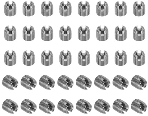 PATIKIL Insert Fileté Auto-Taraudeurs, 40 Pcs M3 x M5 x 5mm Acier Inoxydable 303 Filetage Adaptateur Réducteur Vis à Fente Inserts de Réparation Écrous Manchon