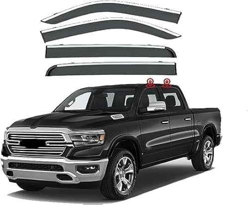 ZLSXTN Auto Windabweiser für Dodge RAM 1500 2019-2024,Acrylsäure Seitenscheiben Windabweiser Autofenster Regenschutz Integrierte Deflektoren Schutz Wind und Regen Einfache Montage Autozubehör