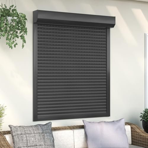 LAPOOH Rollladen Aluminium, Aussenrolladen, Schrank Rollo, Außenrollo, Sonnenschutzrollo Außen, 110 x 130 cm Anthrazit