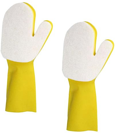 Didiseaon 2pcs Kitchen Dishwashing Glove Latex Sponge Sturdy Non-slip Cleaning Tool for Household Bowl Washing and Kitchen Use