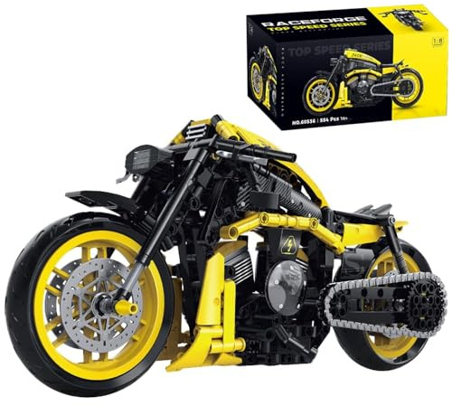 Tirff Technik Motorrad Bausteine, 1:8 Technik Race Forge Supermotorrad Modell 554 Klemmbausteine Technik Rennen Motorrad Geländemotorrad Bausatz MOC Set für Teenager und Erwachsene (60536)