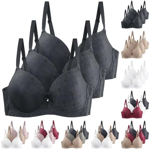 XCXC 3er-Pack Damen BHS mit Bügel Frauen Große Größen Push-Up Leicht Perfekte Passform Klassische-BH mit Verstellbaren Trägern, Anti-Sagging BH Set für Alltag und Freizeit