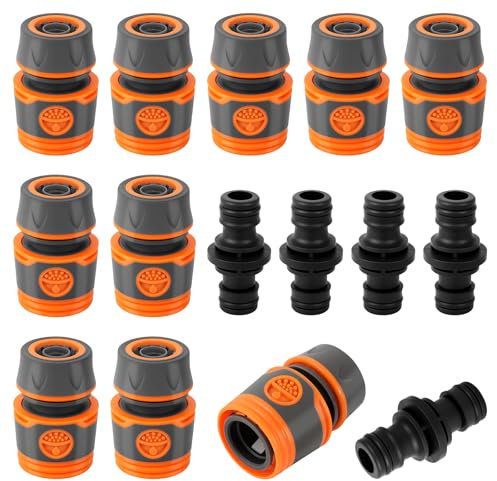 Raccordo per Tubo da Giardino, 15 Pezzi Connettore per Tubo da Giardino, Attacchi Rapidi da 1/2'' Raccordi per Tubo con Connettore Kit di Collegamento al per Prolunga Tubo per Famiglia Giardino
