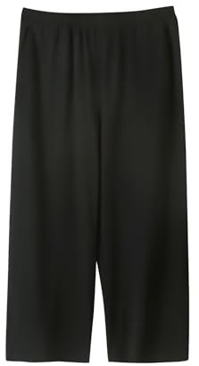Women's Pyjama Bottoms Summer Soft Wide Leg Capri Lounge Pants Stretch Sleepwear Plain Cotton 3/4 Trousers Nightwear Comfy Three Quarter Length Pyjamas Bottoms Elasticated Waist Sleep Pants