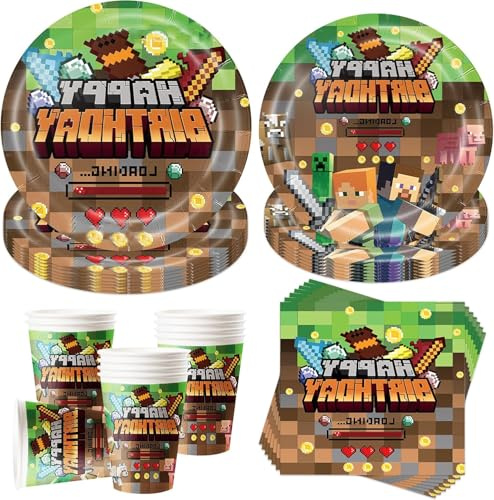 50 Stück Partygeschirr Set,Kindergeburtstag Geschirr Set,Partygeschirr Geburtstag,Geburtstag Deko,Deko Partyzubehör Pappteller Set Mit Teller Becher Servietten,Party Geschirr für 10 Gäste