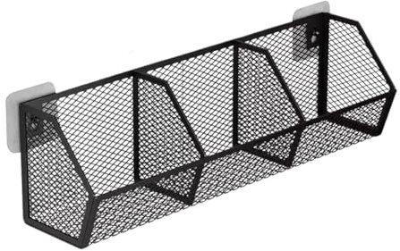 Folpus Hängekorb Obst Etagere, hängende Obstkörbe, Obst Lagerung Etagere, selbstklebend, hängende Lagerung Organisator, Metallgitter Körbe abnehmbar für Küche Bad Schränke, 42.8 X 11 X 13.5 cm