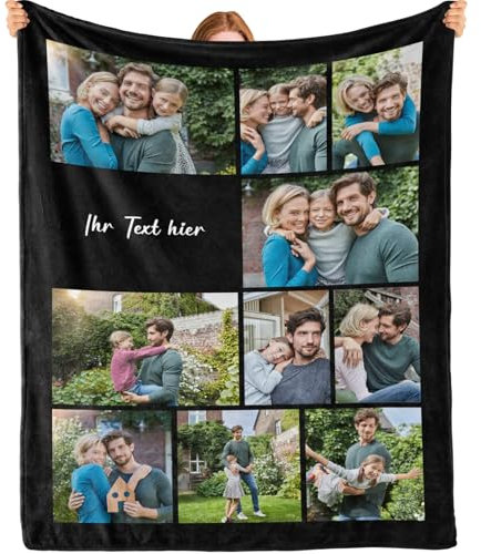 Bemaystar Personalisierte Decke mit Foto und Text – Fotodecke Selbst Gestalten Personalisierte Geschenke für Familie Paare Muttertag Frauen/Männer