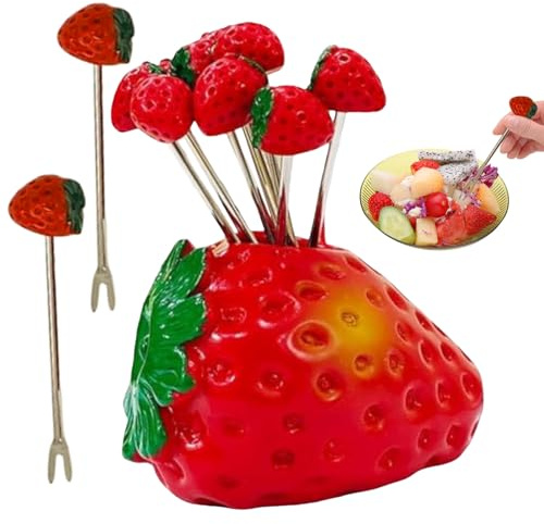 Fourchettes À Apéritif - Piques d'Apéritif en Forme de Cœur de Fraise | 10 Pièces Gadgets De Cuisine En Acier Inoxydable Décor Et Centres De Table Pour Fête À La Maison Salade Dessert