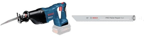 Bosch Professional 18V System Akku Säbelsäge GSA 18 V-LI (ohne Akku/Ladegerät) + 5x PRO Pallet S1022HFR Repair fast Säbelsägeblatt (für Stahl, Holz mit Nägeln, Länge 200 mm, Zubehör Säbelsäge)